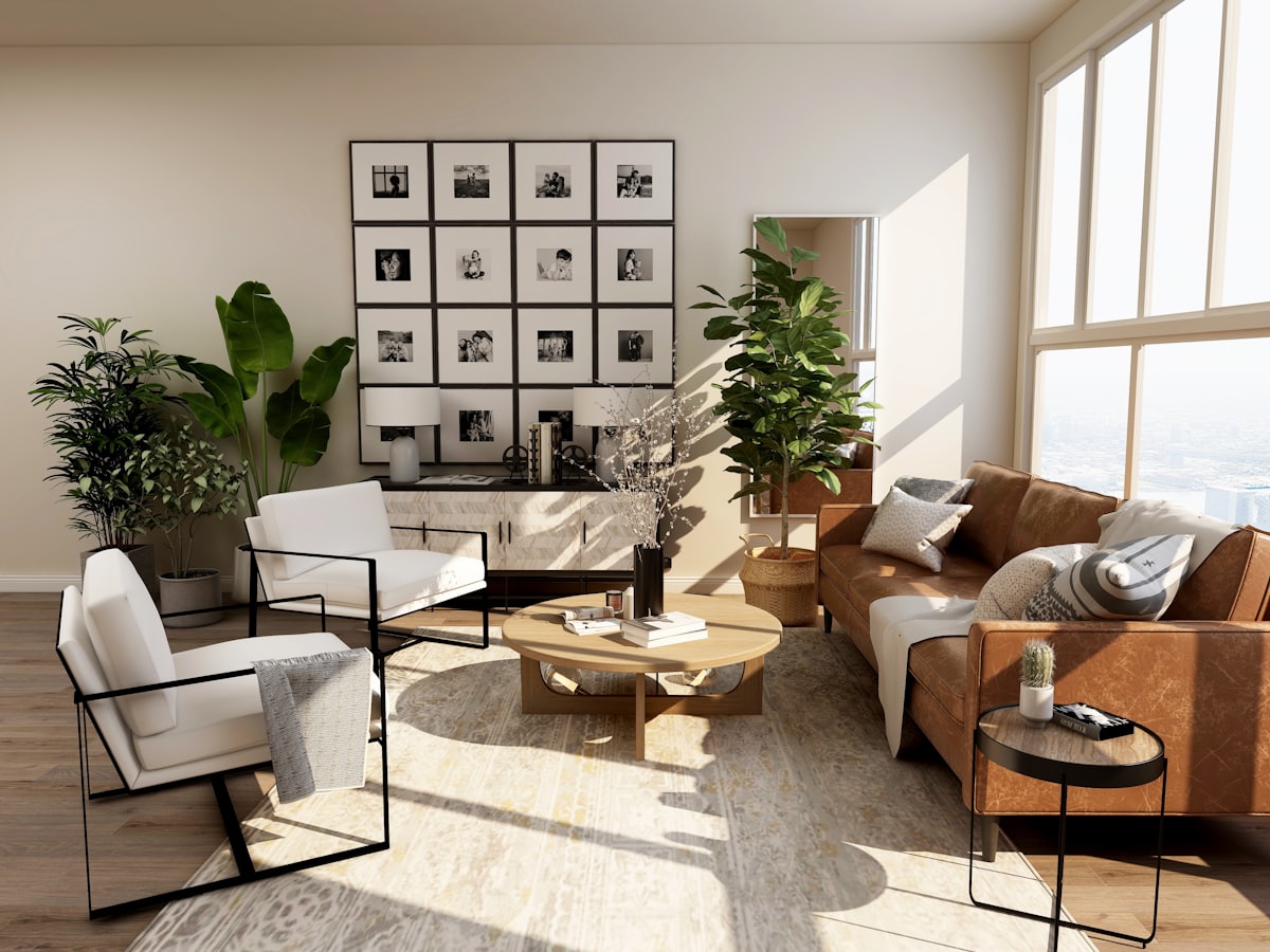 Furnished terrace with outdoor seating that leaves a walking path